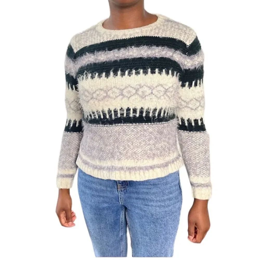 2/$20 Forever 21 Fuzzy Warm fair isle Printed Crewneck Sweater